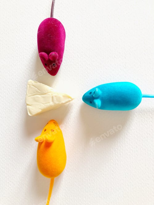 Preview: Three mice sharing cheese