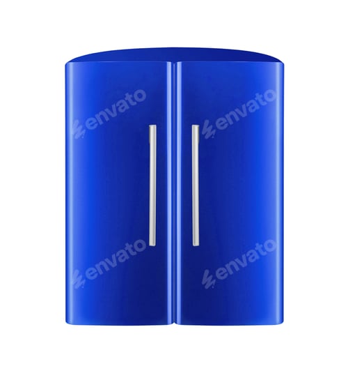 Preview: Bright Blue Refrigerator with Silver Handles