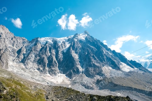 Preview: Spectacular mountain crags between glaciers in the alps.