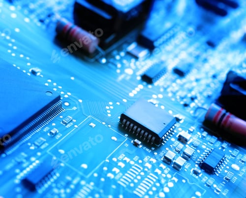 Preview: Microchips on a circuit board