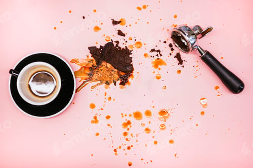 Preview: Cup of coffee on pink background