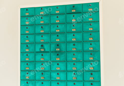 Preview: row of green mailboxs