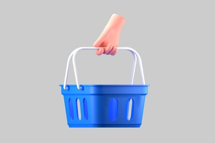 Preview: Blue Shopping Basket with Hand
