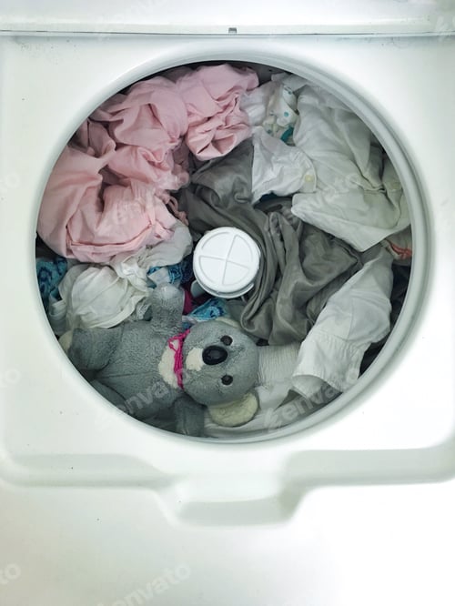 Preview: Washing machine loaded with clothes to wash