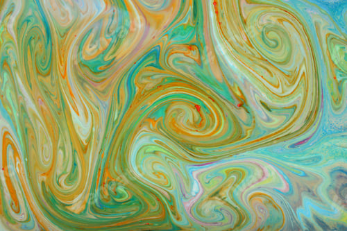 Preview: Abstract Colorful Background. Fine Art In Green Color. Multicolored Pattern On The Liquid. Colored