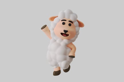 Preview: Cartoon waving sheep