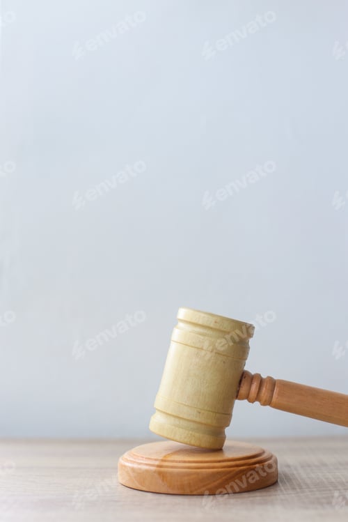 Preview: Judge gavel on the table with copy space. Law theme