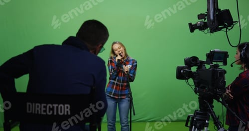 Preview: Medium Shot Of A Young Female Singer Succeeding At An Audition