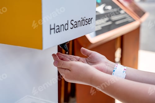 Preview: The child uses a hand sanitizer.