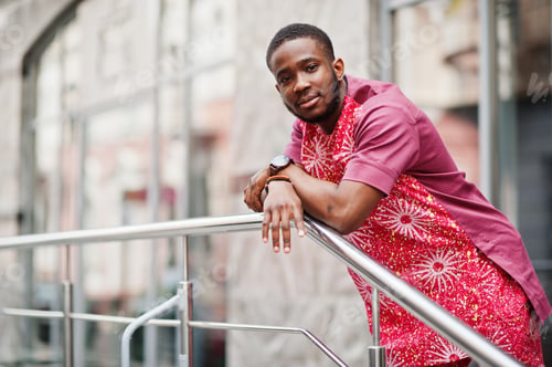Preview: Black young man wearing african traditional clothes