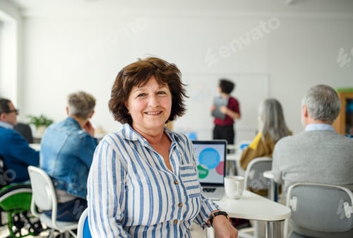 Preview: Portrait of senior attending computer and technology education class