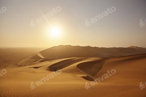 Preview: Dune Sunset. High angle shot of a sunset over the sand dunes in the Namibian Desert.