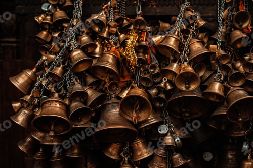 Preview: Antique Bells Hanging In A Temple In India