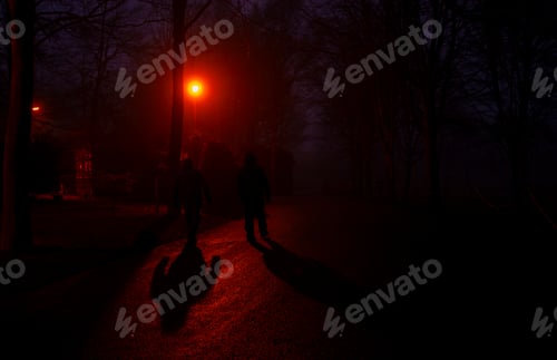Preview: Mysterious people walking in the fog on Halloween night