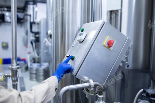 Preview: the operator employee push the button in the factory production department