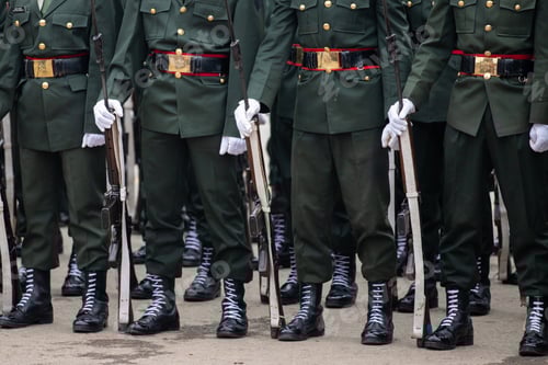 Preview: Standing Guard: Uniformed Figures Holding Rifles