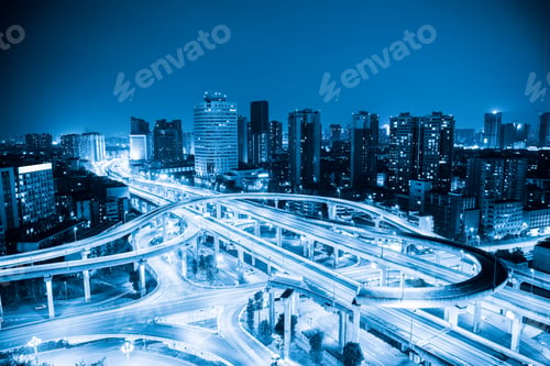 Preview: city interchange with blue tone