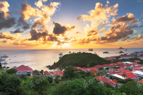 Preview: Gustavia, Saint Barthelemy coast in the West Indies of the Caribbean Se