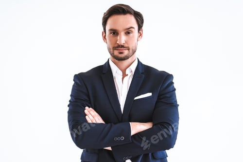 Preview: The handsome businessman standing on the white background