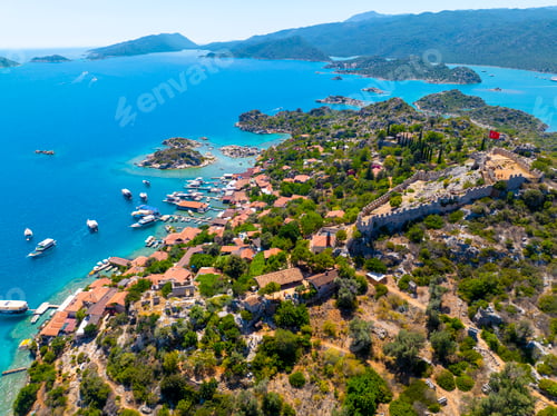 Preview: Aerial view with drone. Kalekoy - Simena - Kekova - Turkey.
