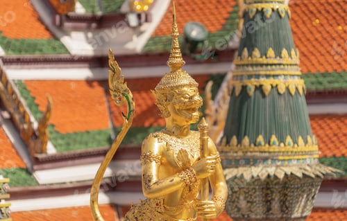 Preview: Golden pagoda at Temple of the Emerald Buddha in Bangkok, Thailand. Wat Phra Kaew and Grand palace