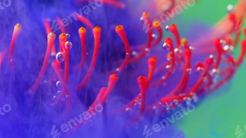 Preview: Bright shooting in macro photography.Stock footage. Transparent water in which the flower is