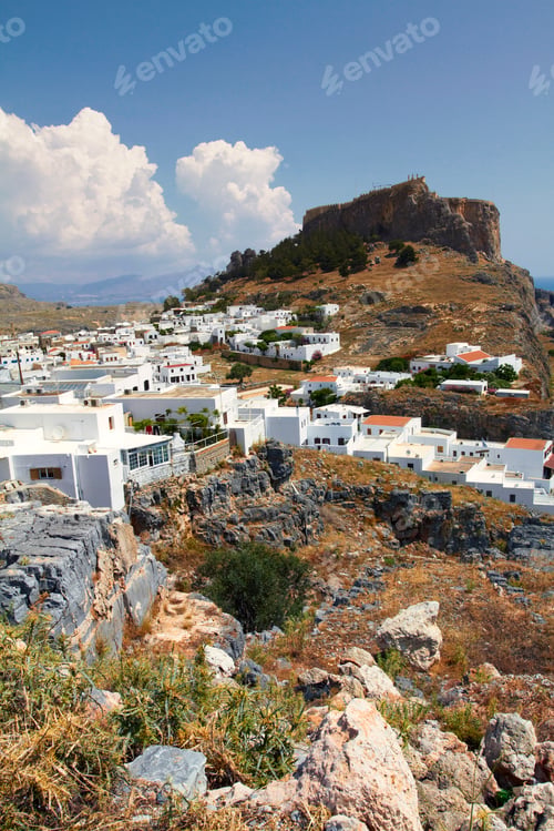 Preview: Lindos with the castle above on the Greek Island of Rhodes