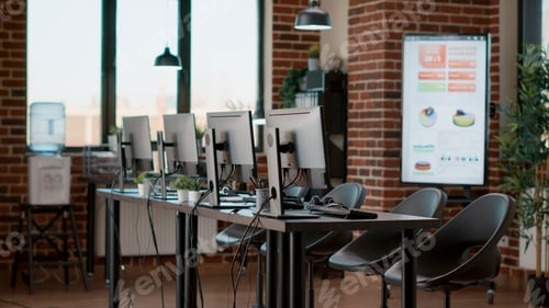 Preview: Empty workstation with customer service technology on desk