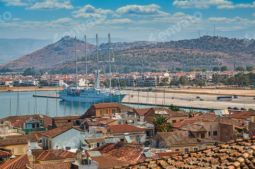 Preview: Beautiful view of Nafplio city in Greece with with old houses red roofs, top view