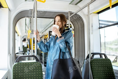 Preview: Female passenger using public transport
