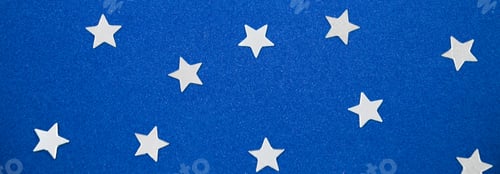 Preview: Silver stars on blue background. Christmas and new year concept. Banner format.