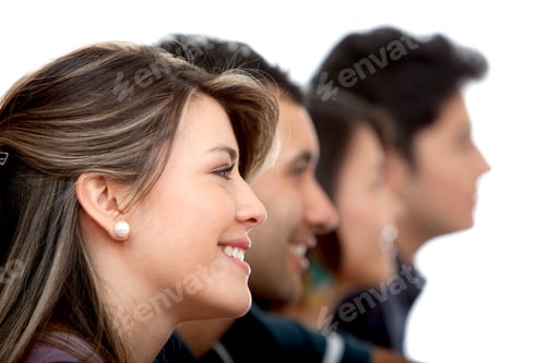 Preview: Profile View Of A Group Of People Isolated Over A White Background