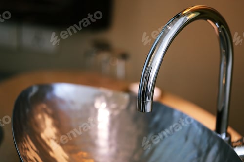 Preview: Silver sink bathroom blur background