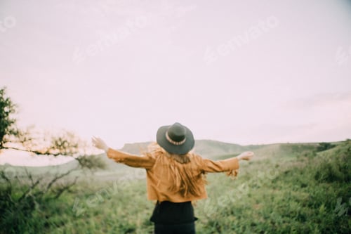 Preview: hipster girl have cheerful vibes outdoors