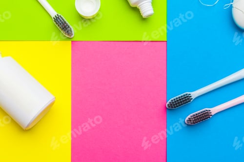 Preview: Taking care of teeth, dental concept on color background