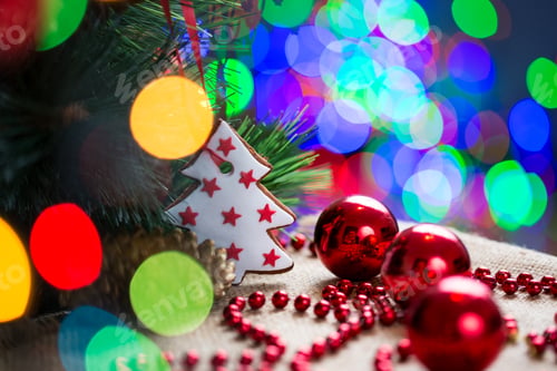 Preview: Christmas Tree Over Bright Festive Background