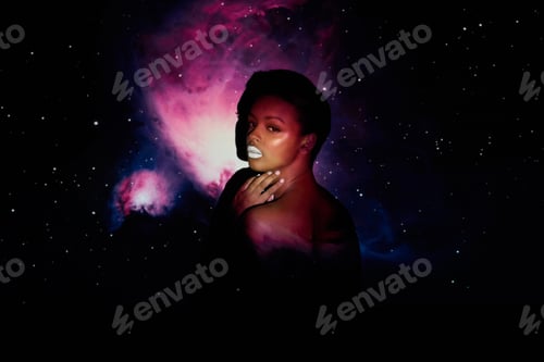 Preview: Gorgeous in every galaxy. Digitally enhanced shot of a beautiful nude woman posing alone in studio.