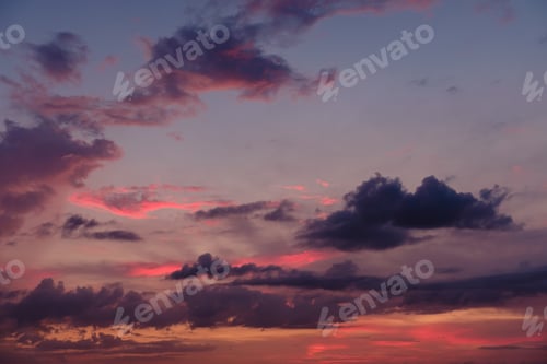 Preview: Beautiful colored cloudy evening sky. Abstract sky background.