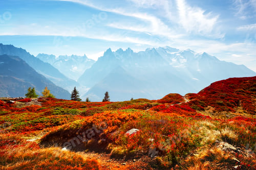 Preview: Amazing view on Monte Bianco mountains range with Monblan on background