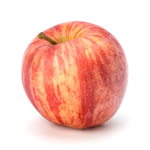 Striking Red and Yellow Apple on White Background