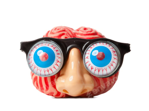 Preview: Rubber brain with funny nose and glasses.