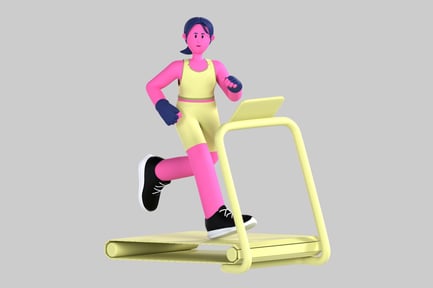 Preview: Animated woman on treadmill character