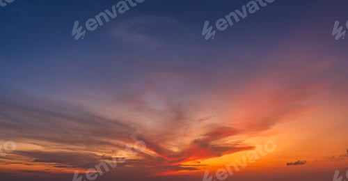 Preview: Evening sky clouds on dusk twilight with colorful sunlight after sundown, Dramatic horizon sky