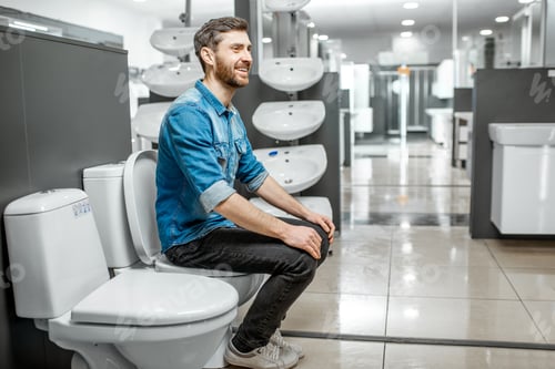 Preview: Man choosing lavatory pan in the shop