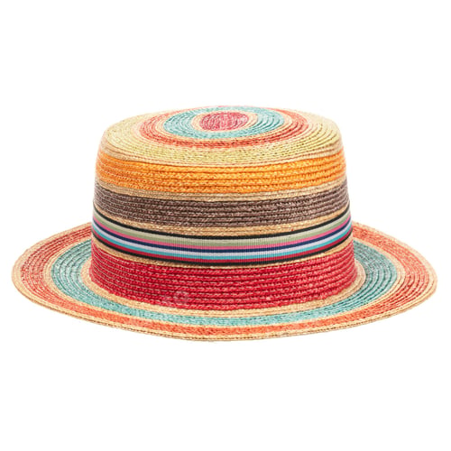 Preview: Colorful striped straw hat isolated on a white background