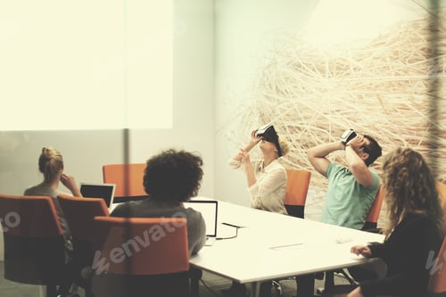 Preview: startup business team using virtual reality headset