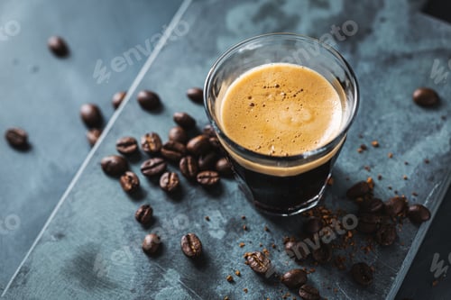 Preview: Fresh espresso served in cup on table