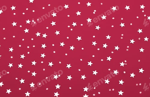 Preview: Christmas pattern made of silver stars. New 2023 trending PANTONE 18-1750 Viva Magenta colour