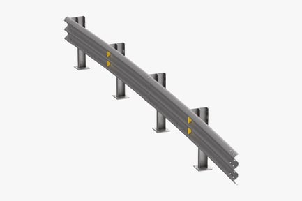 Preview: Curved Thrie Beam Guardrail - 50m Highway Safety Barrier