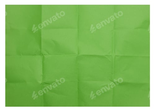 Preview: Green folded sheet of paper on isolated background